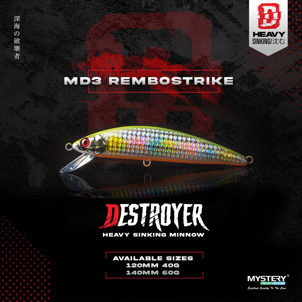 Mystery Destroyer Heavy Sinking Minnow for Tenggiri