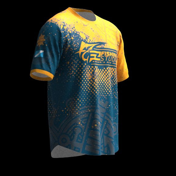Short sleeve T-Shirt FZ Fishing Studio (Blue + Yellow)