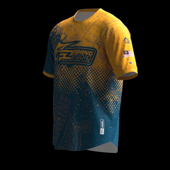 Short sleeve T-Shirt FZ Fishing Studio (Blue + Yellow)